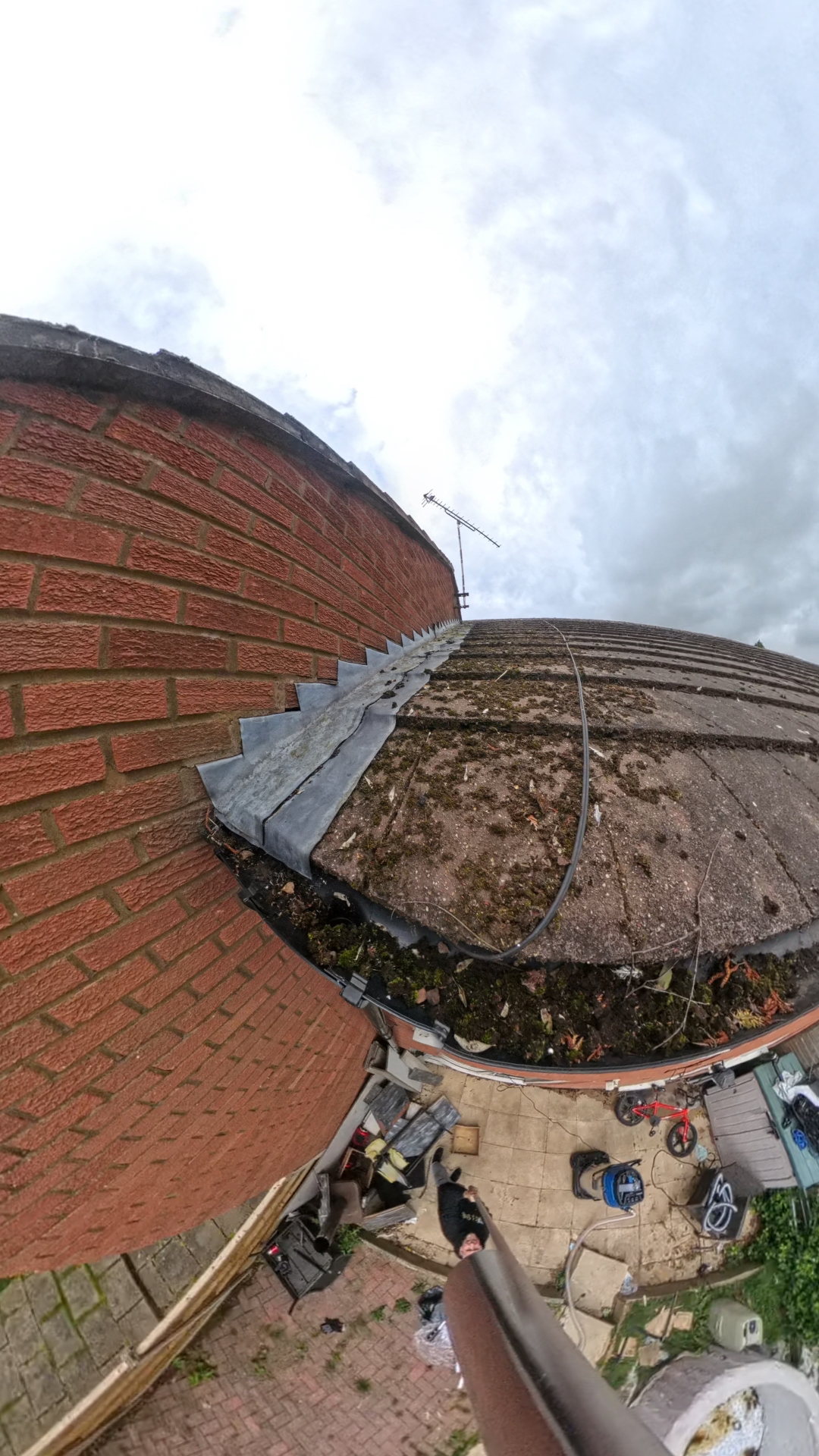 Gutter clean, lead flashing line in Coventry · CV3, before pressure washing