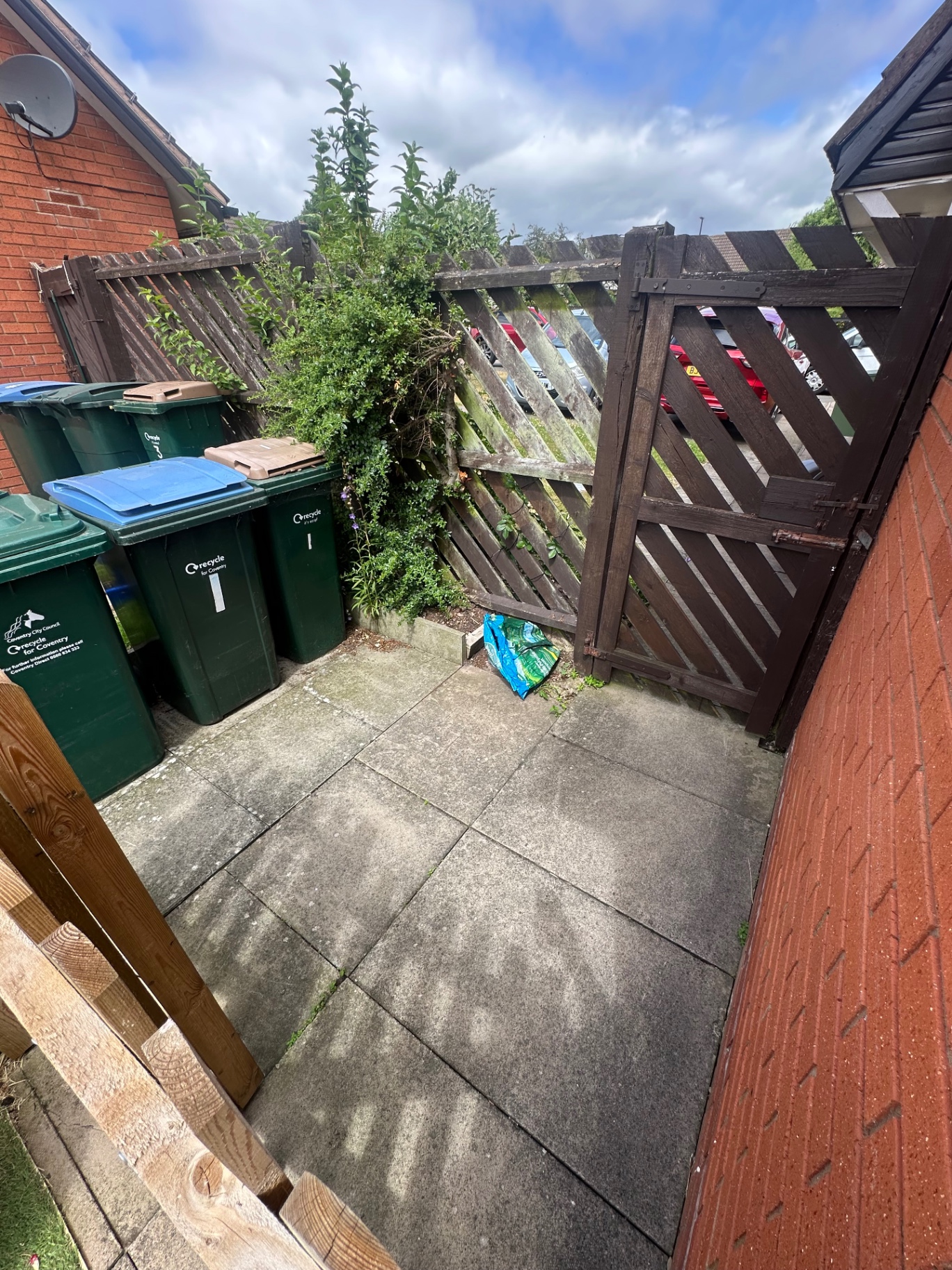 Side bin store & pathway deep clean in Coventry · CV5, before pressure washing