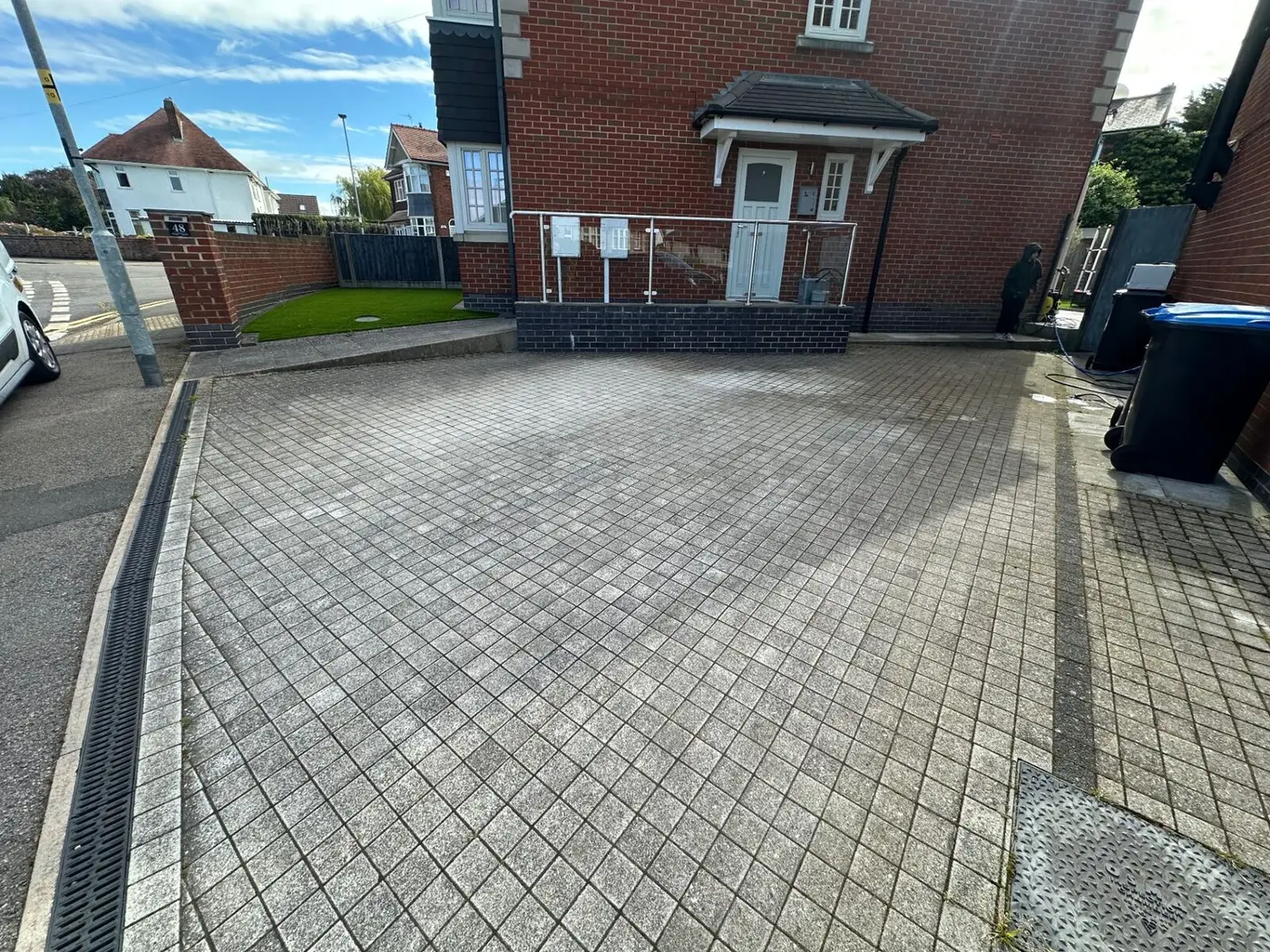 Block-paved driveway in Coventry · CV6, before pressure washing